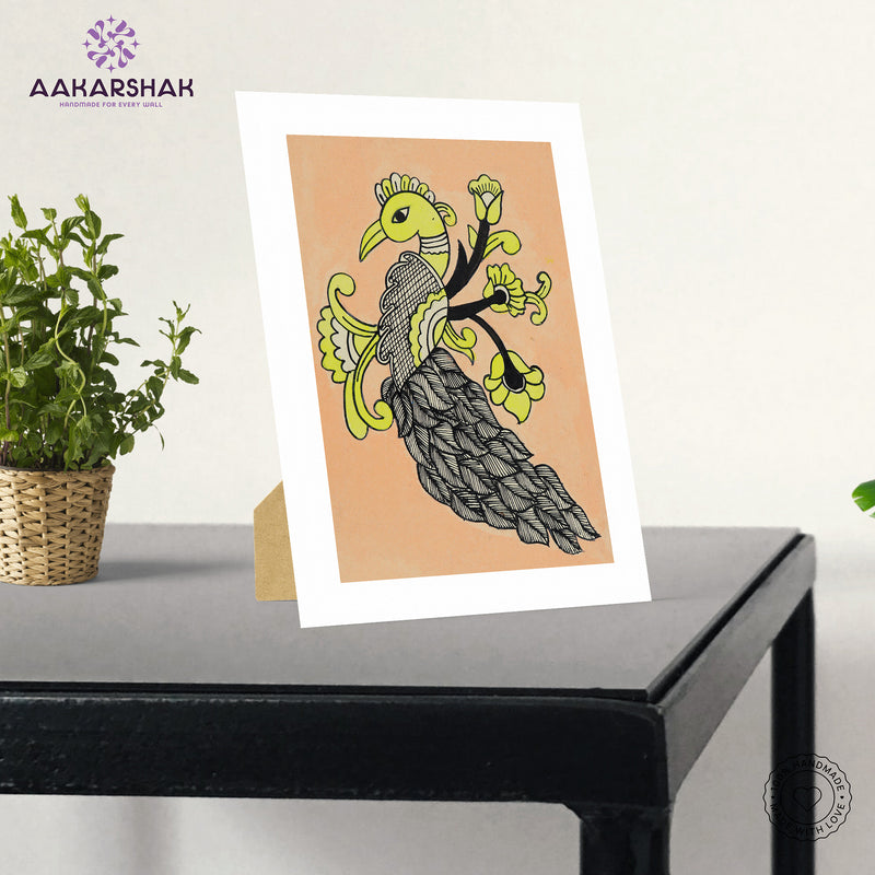 vibrant handmade peacock painting-depicting indian folk traditions