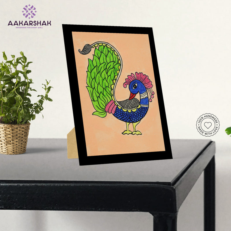 vibrant handmade peacock painting-depicting indian folk traditions