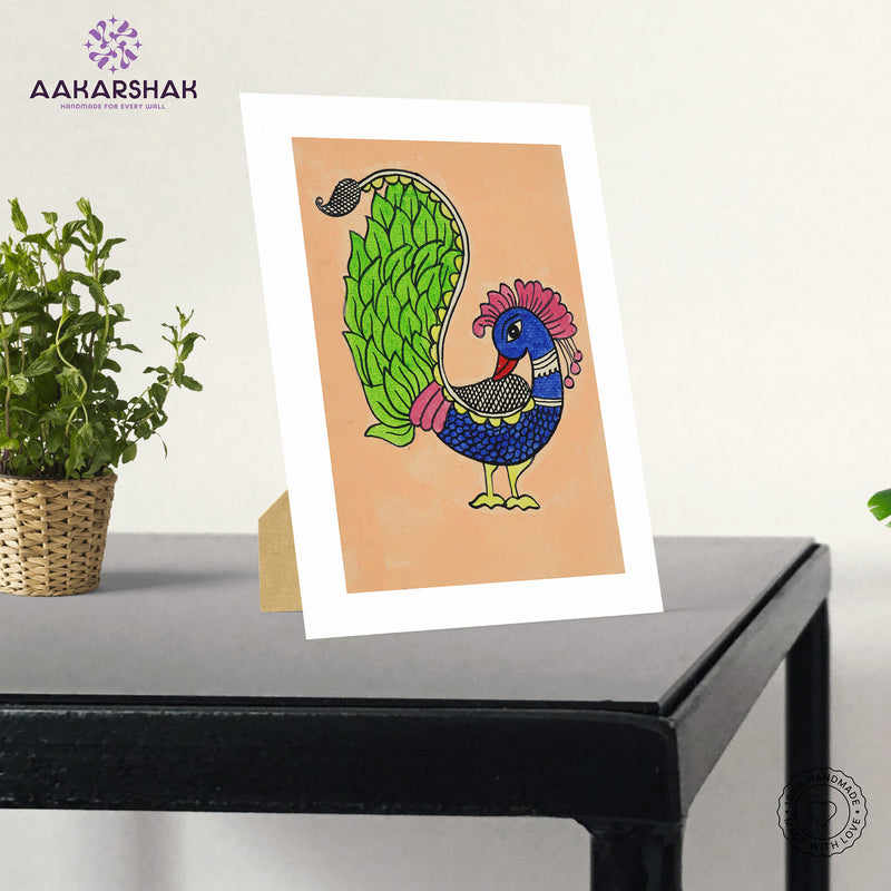 vibrant handmade peacock painting-depicting indian folk traditions