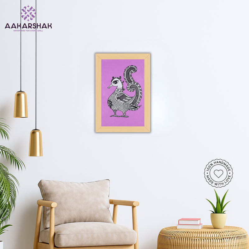 vibrant handmade peacock painting-depicting indian folk traditions
