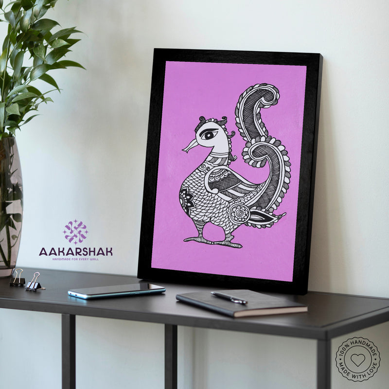 vibrant handmade peacock painting-depicting indian folk traditions