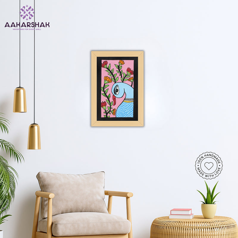 vibrant handmade peacock painting-depicting indian folk traditions