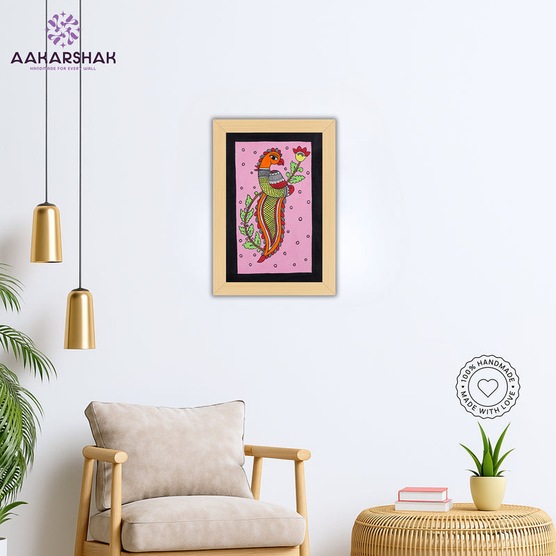 vibrant handmade peacock painting-depicting indian folk traditions