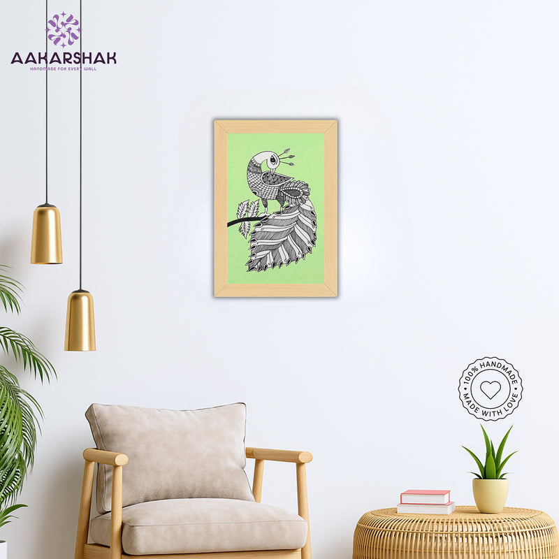 vibrant handmade peacock painting-depicting indian folk traditions