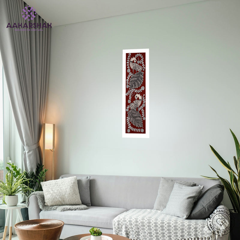 vibrant handmade peacock painting-depicting indian folk traditions