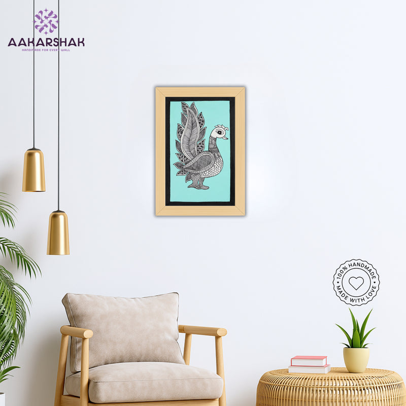 vibrant handmade peacock painting-depicting indian folk traditions