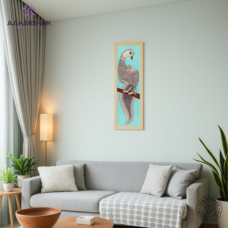 vibrant handmade peacock painting-depicting indian folk traditions