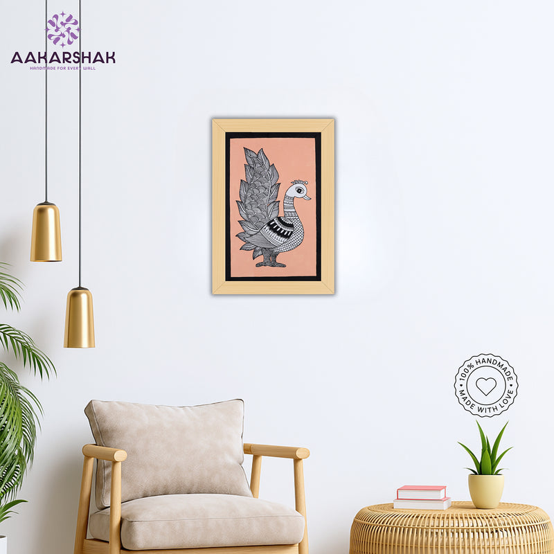 vibrant handmade peacock painting-depicting indian folk traditions