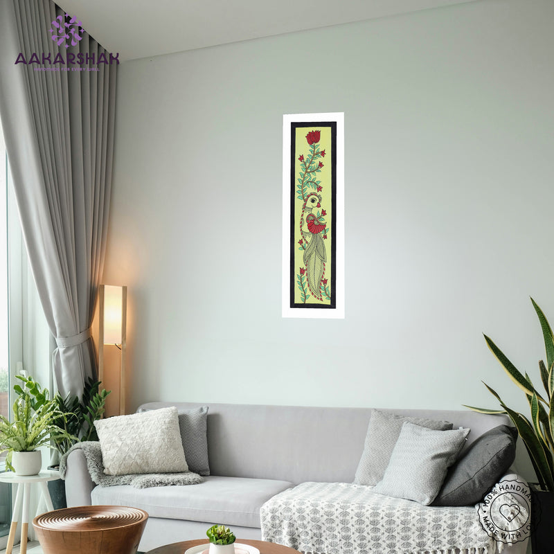 vibrant handmade peacock painting-depicting indian folk traditions