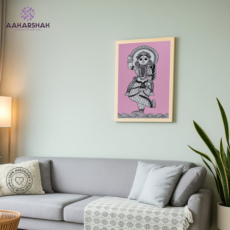 vibrant handmade radha painting-depicting indian folk traditions