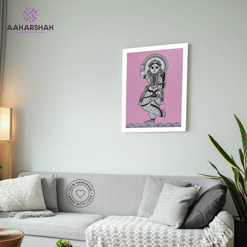vibrant handmade radha painting-depicting indian folk traditions