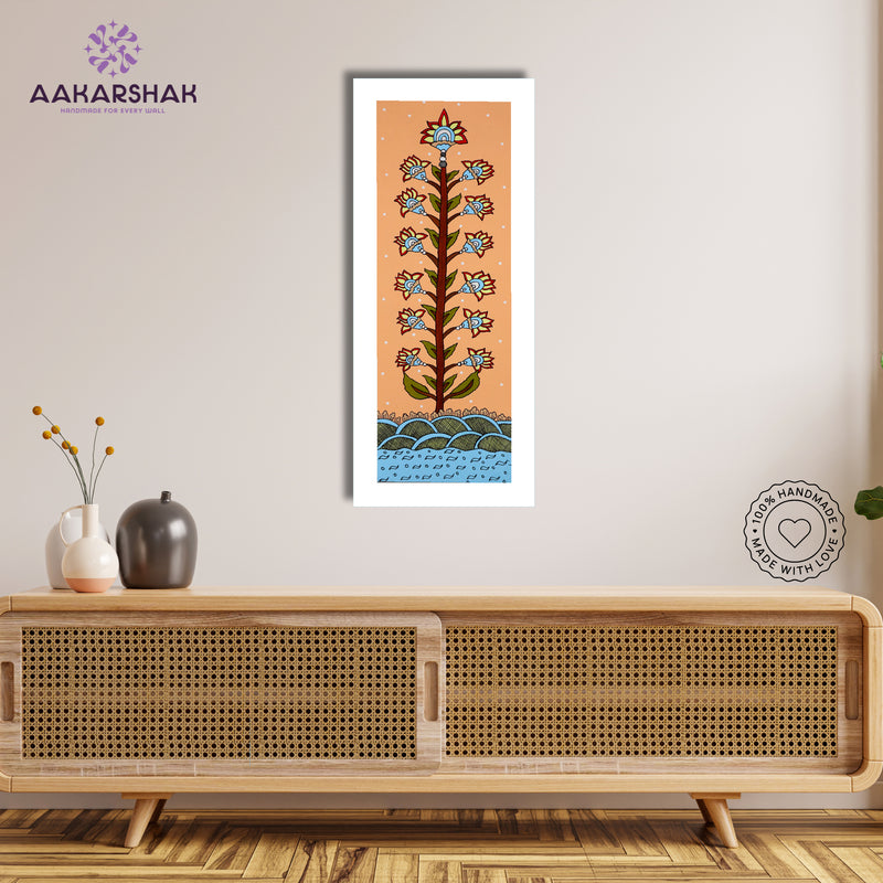 Framed artwork with tree of life design -handmade kalamkari painting for home decor
