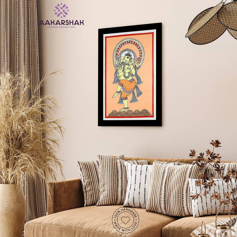 Handmade Kalamkari Ganesh Painting 17x24Inch Wall Art