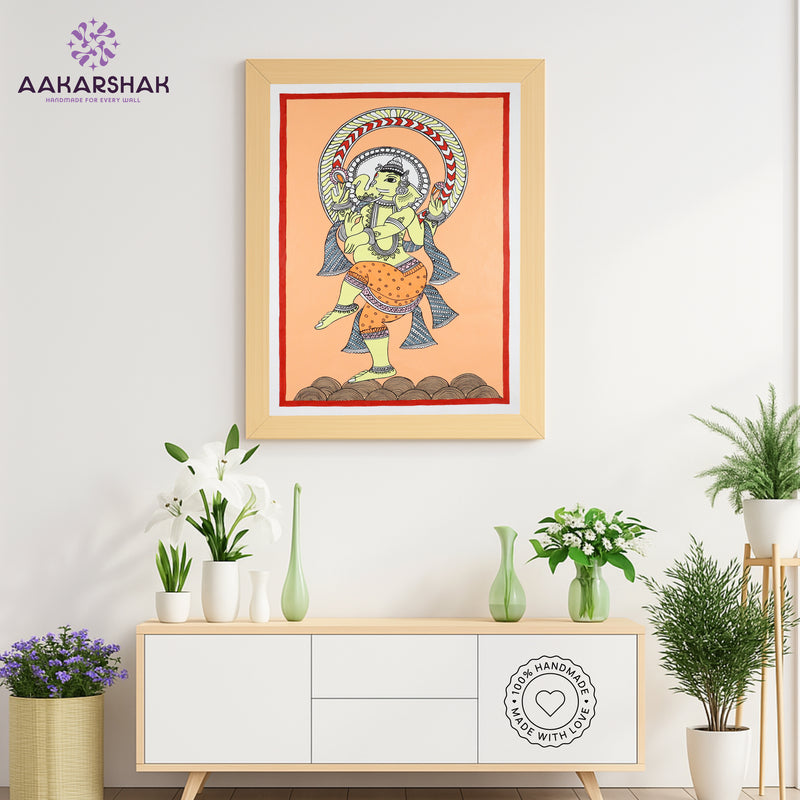 Handmade Kalamkari Ganesh Painting 17x24Inch Wall Art