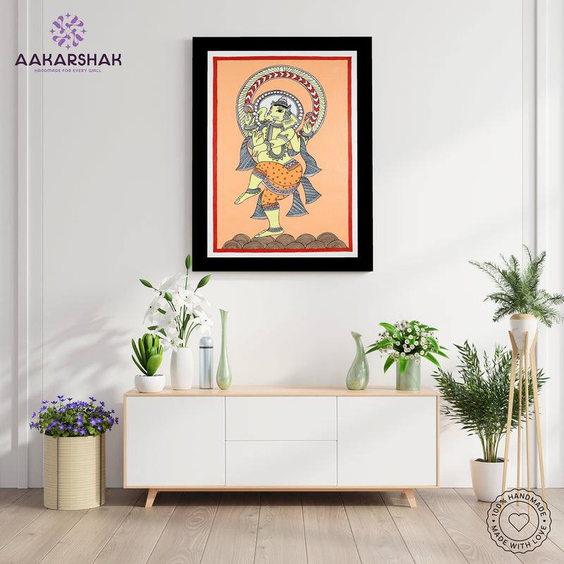 Handmade Kalamkari Ganesh Painting 17x24Inch Wall Art