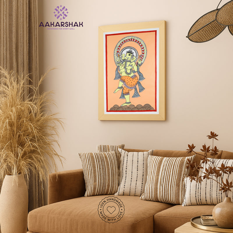 Handmade Kalamkari Ganesh Painting 17x24Inch Wall Art
