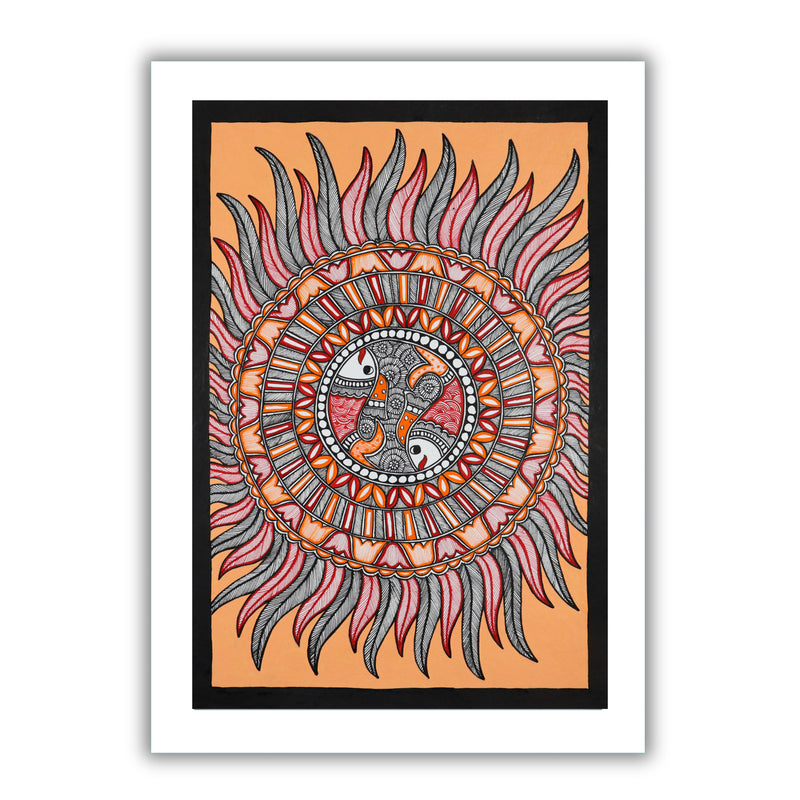 Handmade Madhubani art Fish Painting Wall Decor 17x24 Inch