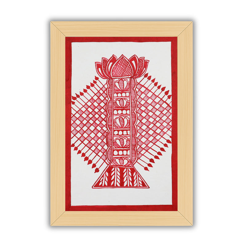 handmade madhubani painting painting bamboo-in vibrant traditional folk art style