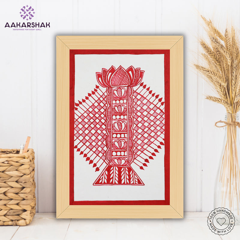 handmade madhubani painting bamboo painting-with tabletop stand for home decor