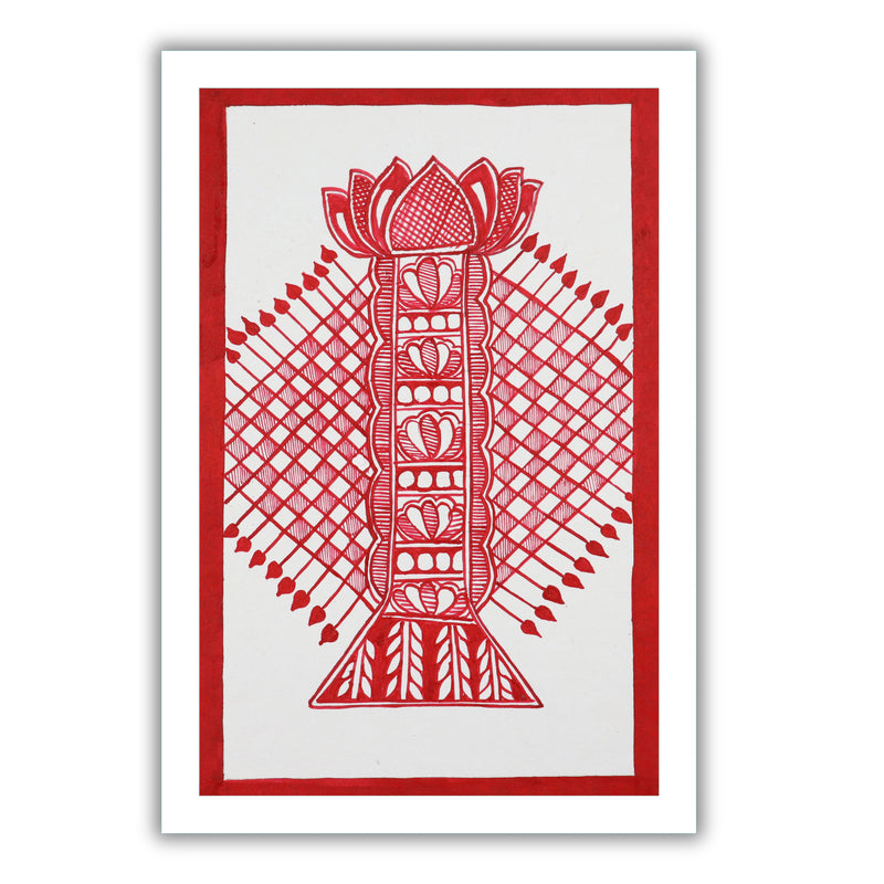 handmade madhubani painting painting bamboo-in vibrant traditional folk art style