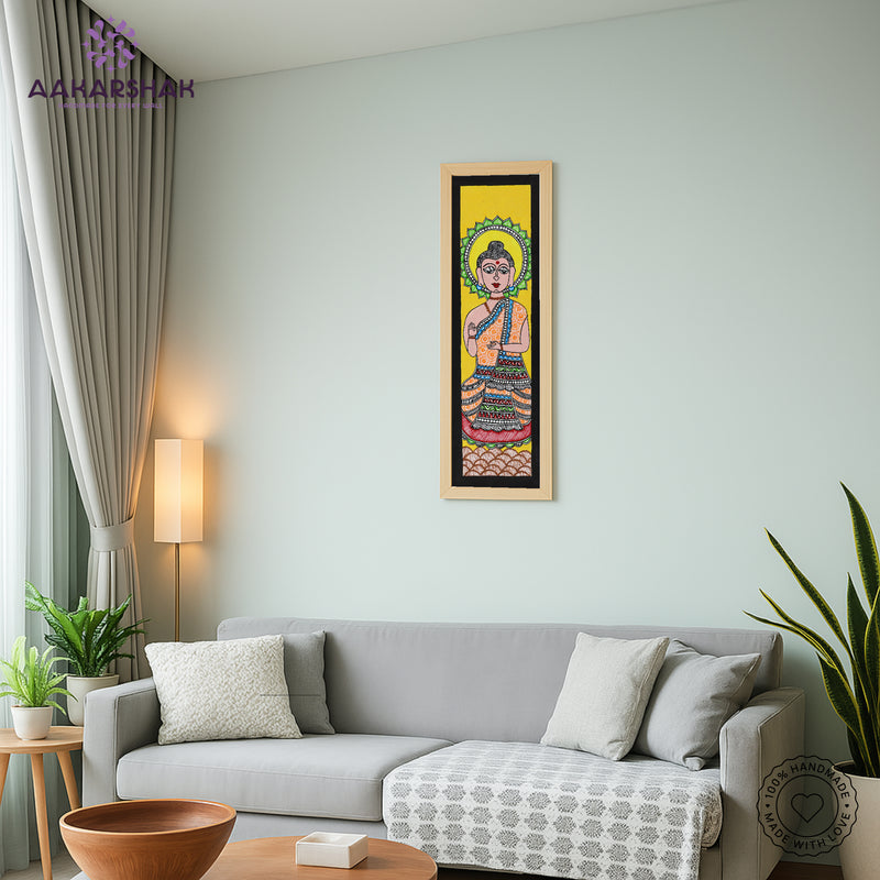 vibrant handmade buddha painting-depicting indian folk traditions