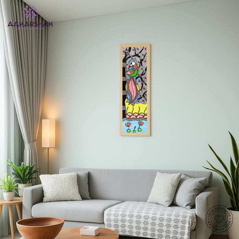 vibrant handmade peacock painting-depicting indian folk traditions