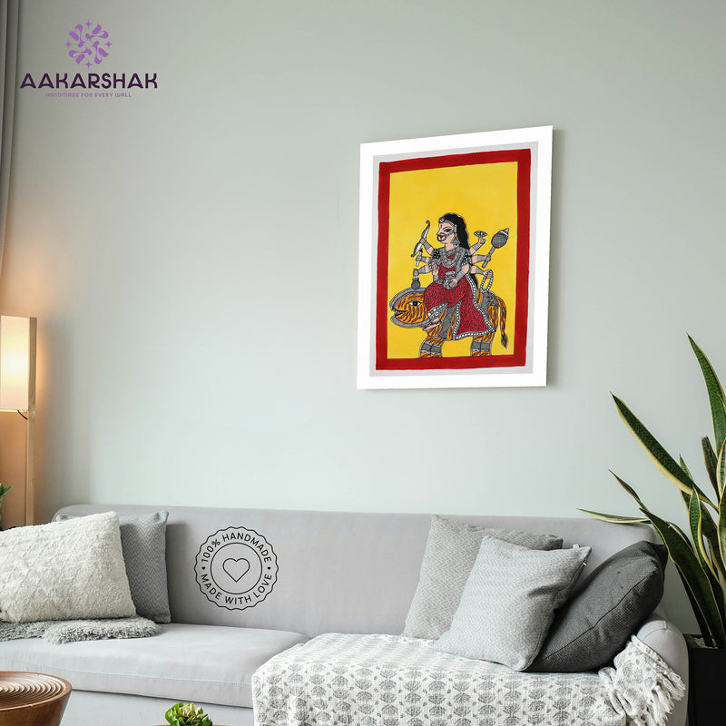 vibrant handmade druga painting-depicting indian folk traditions