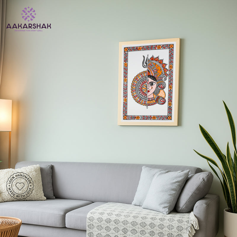 vibrant handmade druga painting-depicting indian folk traditions