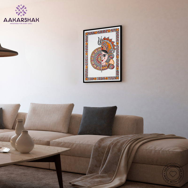 vibrant handmade druga painting-depicting indian folk traditions