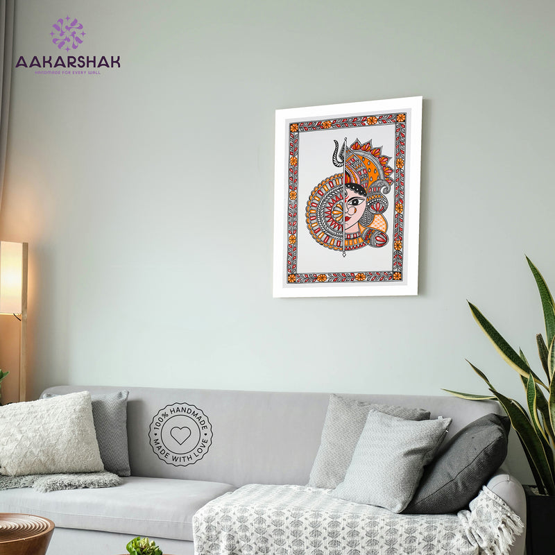 vibrant handmade druga painting-depicting indian folk traditions