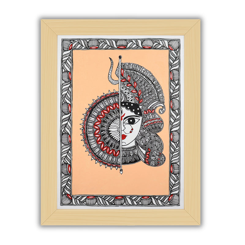 Handmade Madhubani Painting of Maa Durga 12x16 Inch Wall Decor