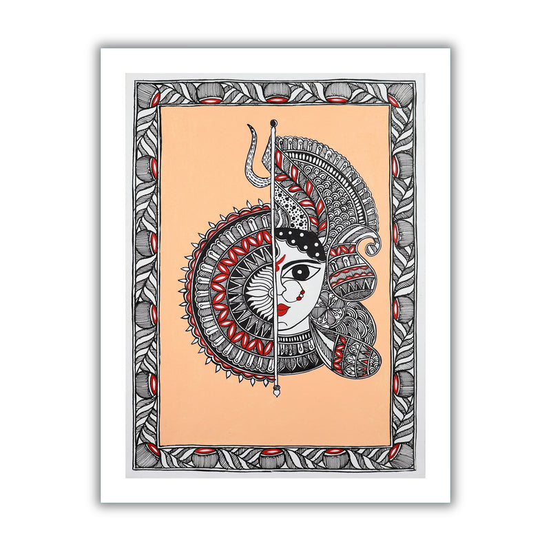 Handmade Madhubani Painting of Maa Durga 12x16 Inch Wall Decor