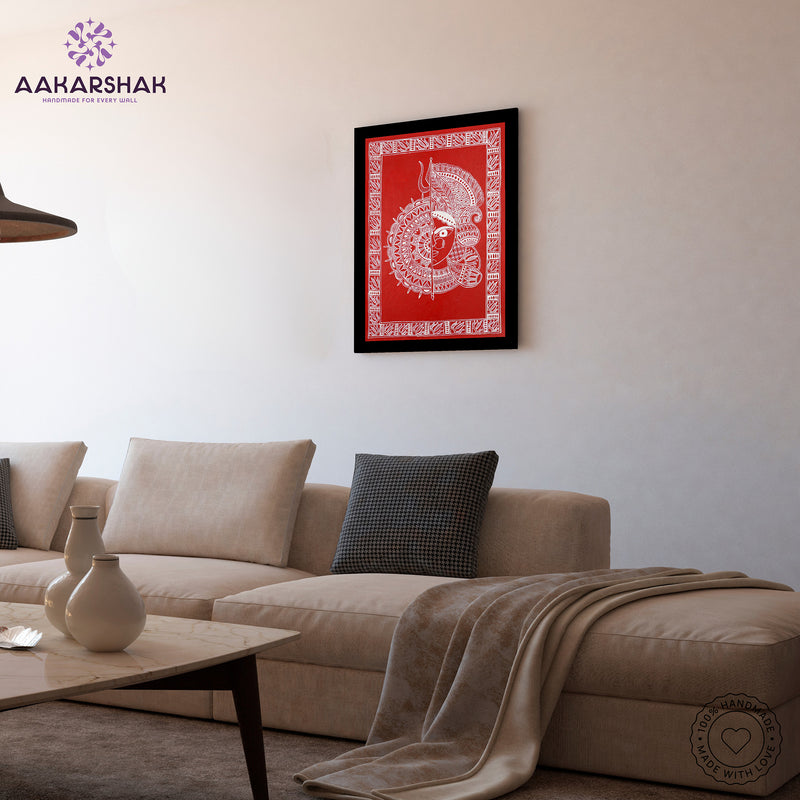 vibrant handmade druga painting-depicting indian folk traditions