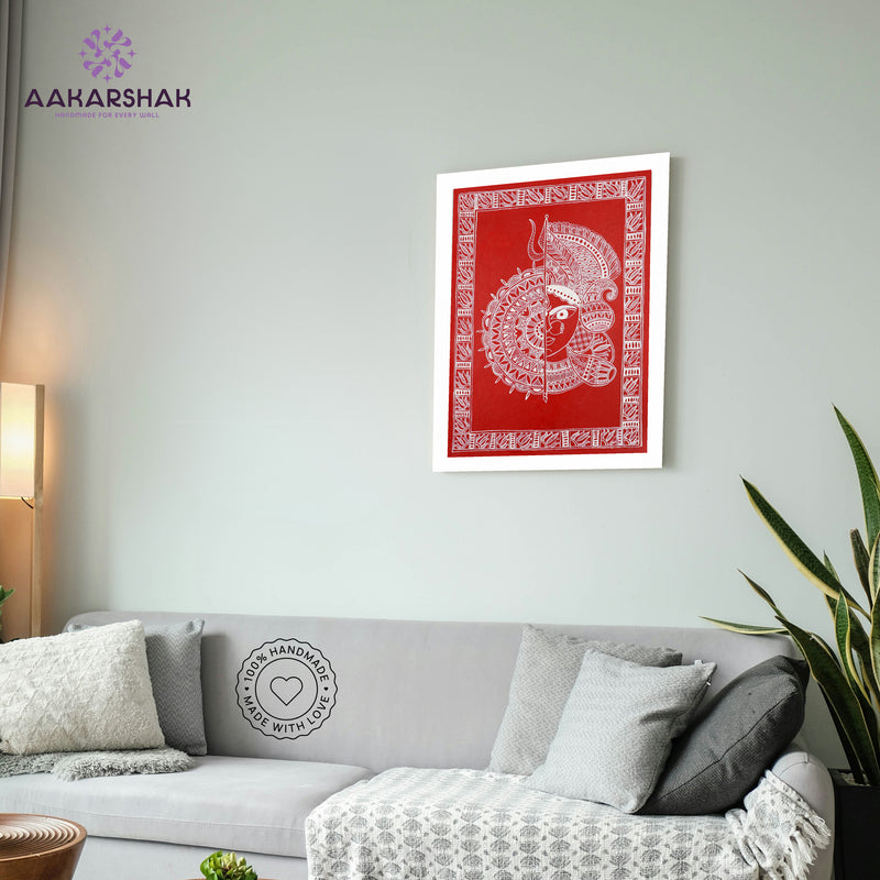 vibrant handmade druga painting-depicting indian folk traditions