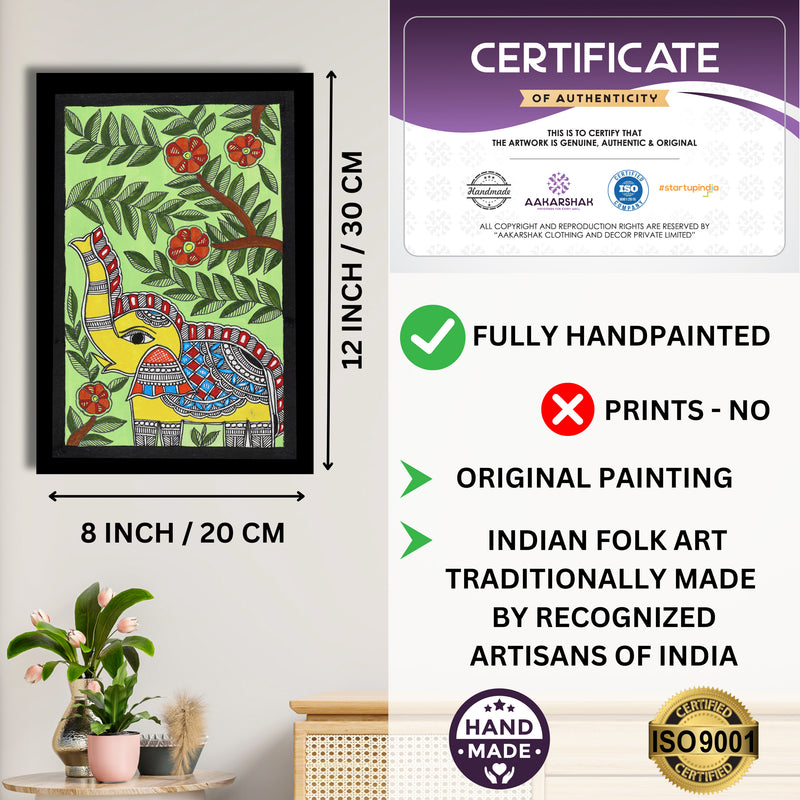 handmade iso certified-elephant madhubani painting
