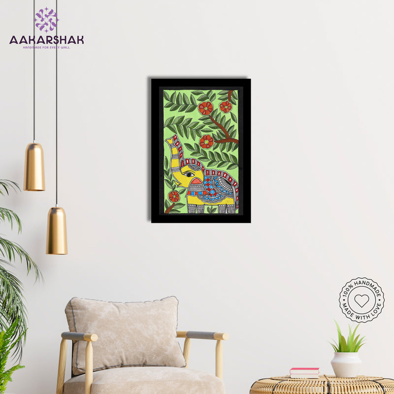 vibrant handmade elephant painting-depicting indian folk traditions
