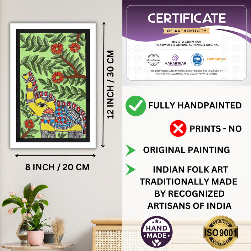 handmade iso certified-elephant madhubani painting