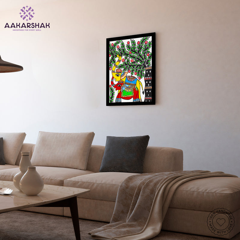 vibrant handmade elephant painting-depicting indian folk traditions