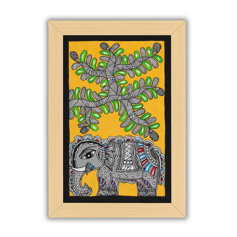 handmade madhubani painting painting elephant-in vibrant traditional folk art style