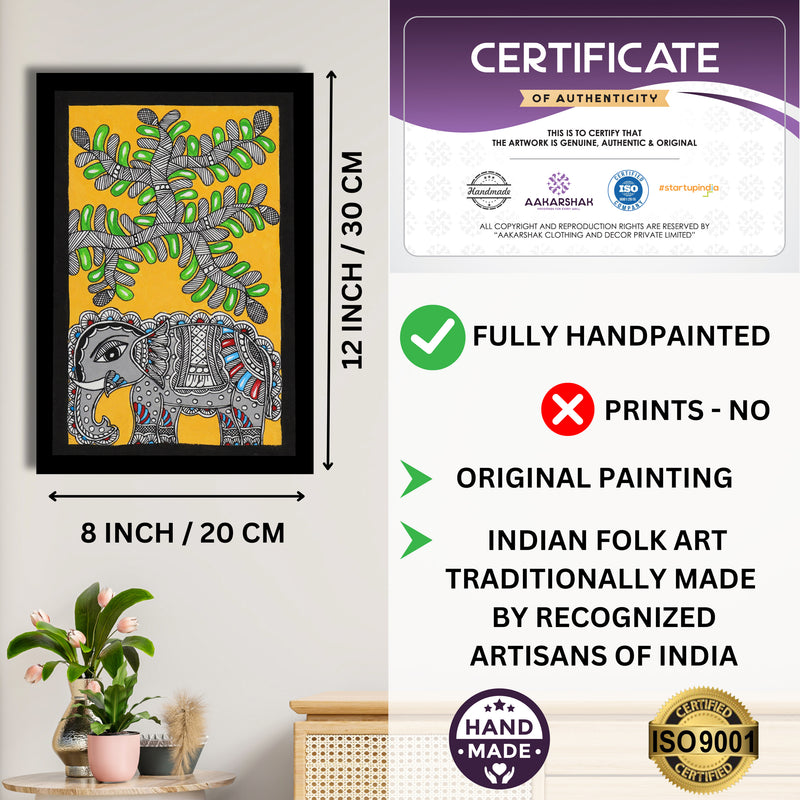 handmade iso certified-elephant madhubani painting