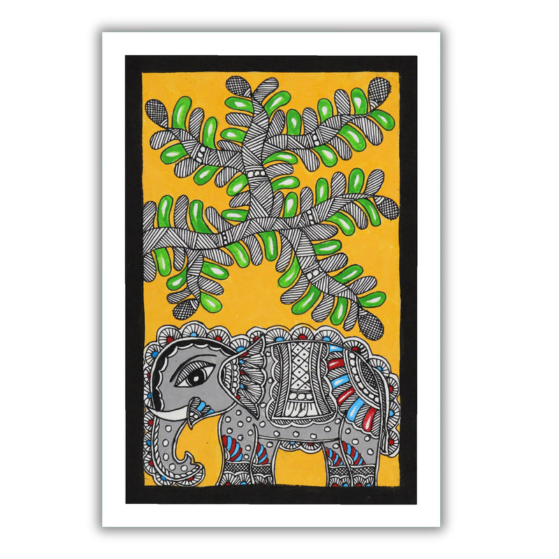 handmade madhubani painting painting elephant-in vibrant traditional folk art style