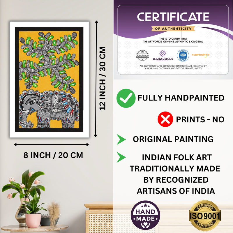 handmade iso certified-elephant madhubani painting