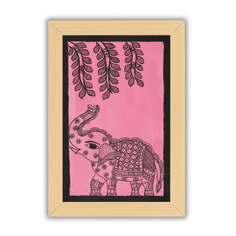handmade madhubani painting painting elephant-in vibrant traditional folk art style