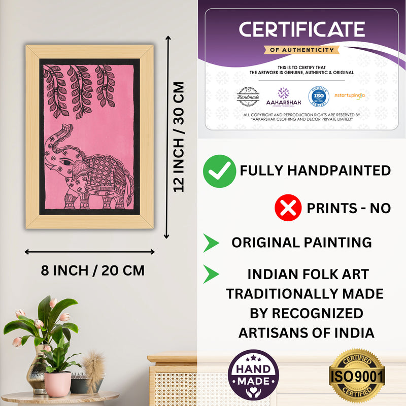 handmade iso certified-elephant madhubani painting