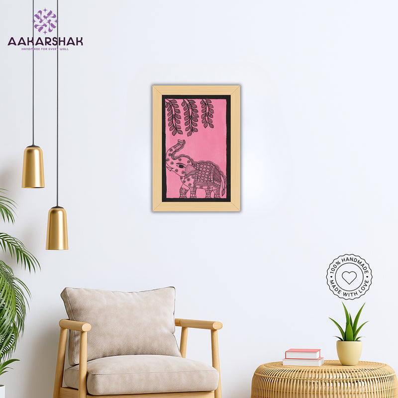 vibrant handmade elephant painting-depicting indian folk traditions