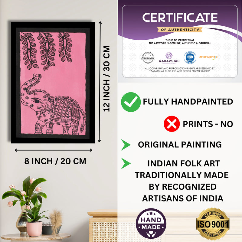 handmade iso certified-elephant madhubani painting