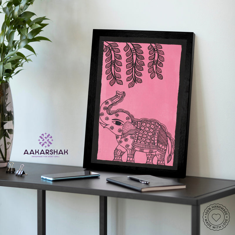 vibrant handmade elephant painting-depicting indian folk traditions
