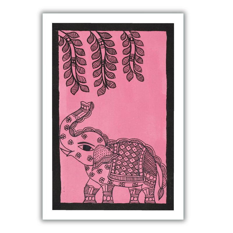 handmade madhubani painting painting elephant-in vibrant traditional folk art style
