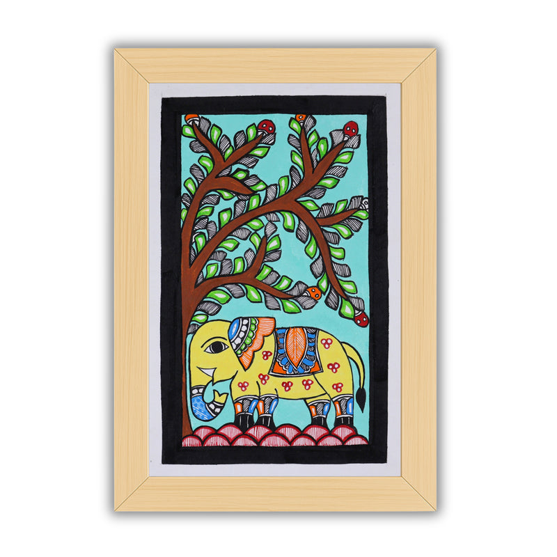 handmade madhubani painting painting elephant-in vibrant traditional folk art style