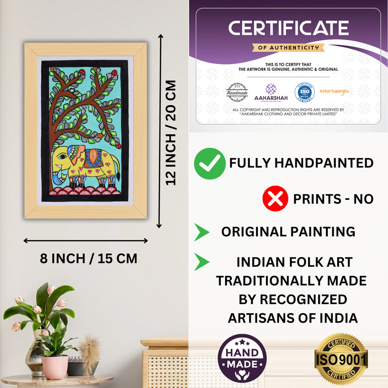 handmade iso certified-elephant madhubani painting